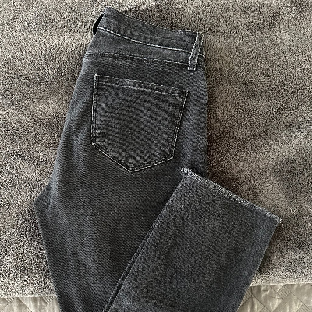 L'agence Black Straight Leg Jeans With Frayed Hem - Size 25